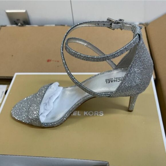 Michael Kors Ava Mid Sandal in Silver Glitter Mesh- Size 9 and 9.5 $125 - Picture 3 of 4